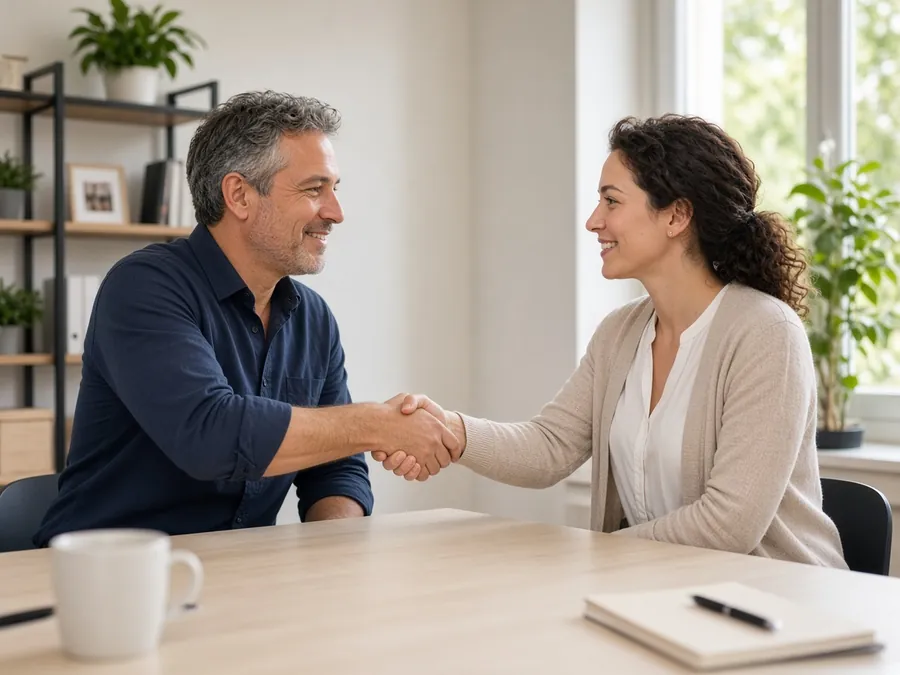 Interview handshake with a job applicant