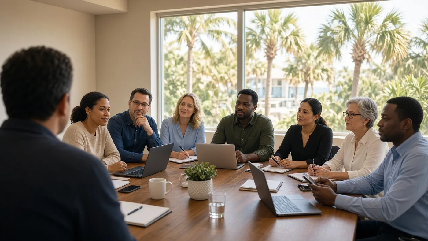 A team in a private AI workshop at their office